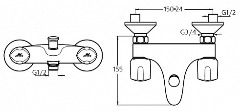 Смеситель для ванны с душем Ideal Standard Euroflow New B2508AA, хром