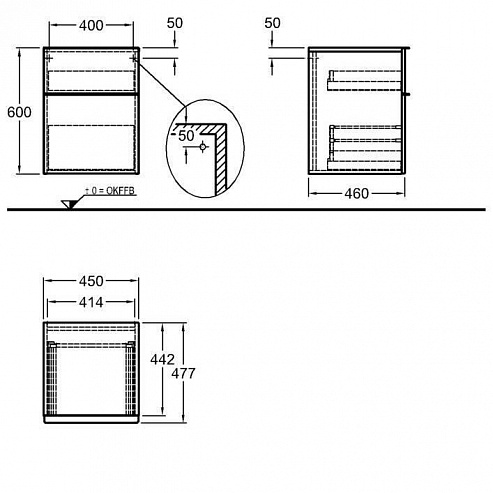 Шкаф боковой 45 см Geberit iCon 841046000 Шкаф боковой 45 см Geberit iCon 841046000