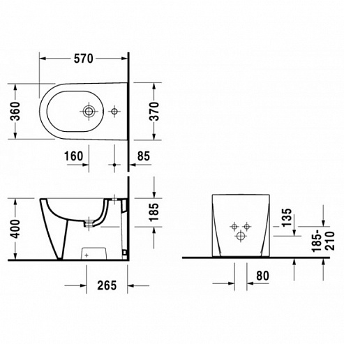 Биде напольное Duravit Starck-2 2255100000 Биде напольное Duravit Starck-2 2255100000