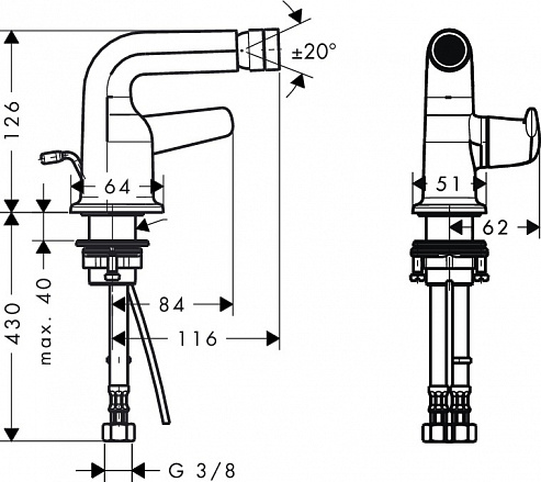 Смеситель для биде Axor Bouroullec 19210000 Смеситель для биде Axor Bouroullec 19210000