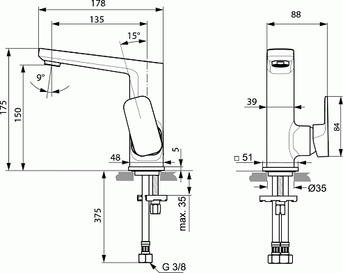 Смеситель Ideal Standard TONIC II A6333AA для раковины, хром Смеситель Ideal Standard TONIC II A6333AA для раковины, хром