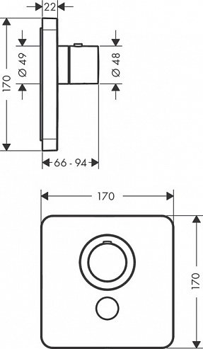 Термостат для душа Axor ShowerSelect 36706820, никель Термостат для душа Axor ShowerSelect 36706820, никель