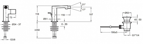 Смеситель для биде Jacob Delafon Composed E73075-TT Смеситель для биде Jacob Delafon Composed E73075-TT
