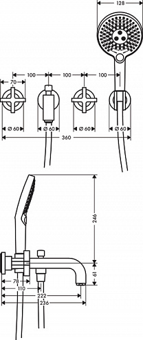 Смеситель для ванны Axor Citterio 39447250, золото Смеситель для ванны Axor Citterio 39447250, золото