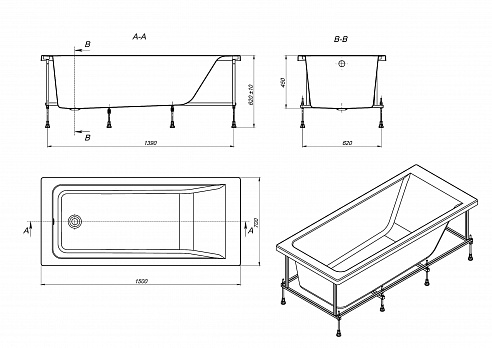 Акриловая ванна 150x70 Roca Easy 248179000 Акриловая ванна 150x70 Roca Easy 248179000