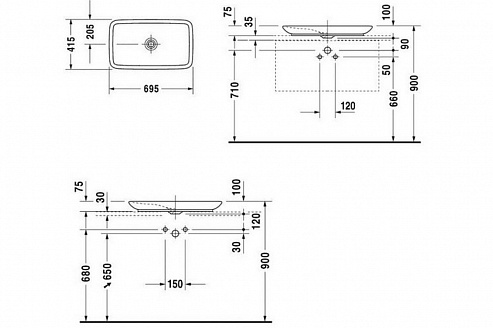 Раковина Duravit PuraVida 0370700000 Раковина Duravit PuraVida 0370700000