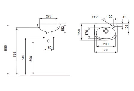 Рукомойник Ideal Standard Ecco W407901 R 35 см Рукомойник Ideal Standard Ecco W407901 R 35 см