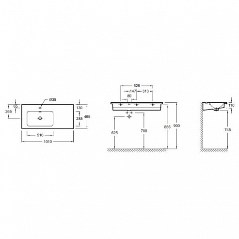 Раковина 101 см Jacob Delafon Vox R EXAC112-Z-00 Раковина 101 см Jacob Delafon Vox R EXAC112-Z-00