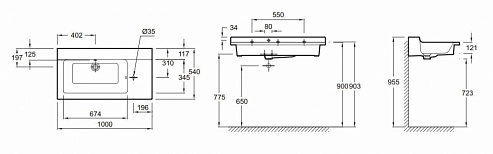 Раковина 100 см Jacob Delafon Soprano EXK122-00 Раковина 100 см Jacob Delafon Soprano EXK122-00