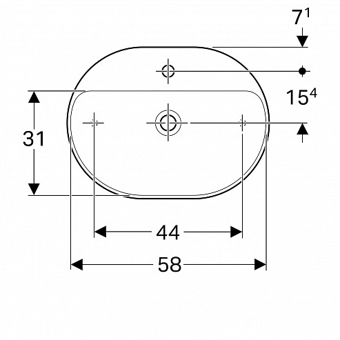 Раковина накладная 45x60 см Geberit VariForm 500.778.01.2 без отверстия перелива Раковина накладная 45x60 см Geberit VariForm 500.778.01.2 без отверстия перелива