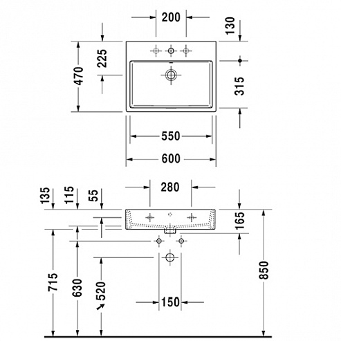 Раковина 60 см Duravit Vero Air 2350600000 Раковина 60 см Duravit Vero Air 2350600000